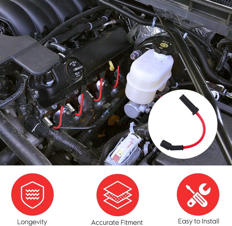 Ozikutech 8 Pcs Spark Plug Wires Set Compatible with Chevy Silverado Tahoe Suburban Avalanche GMC Sierra Yukon Cadillac Escalade, Replace for 48322R 48322 9748HH 9748UU, with 4.8 5.3 6.0 6.2 LS v8 - Image 4
